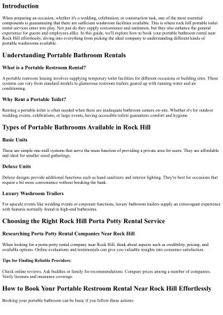 How to Reserve Your Portable Restroom Rental Near Rock Hill Easily