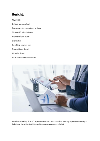 Bericht corporate tax consultants in dubai