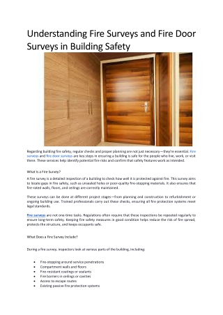 Understanding Fire Surveys and Fire Door Surveys in Building Safety