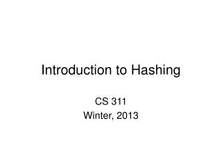 Introduction to Hashing