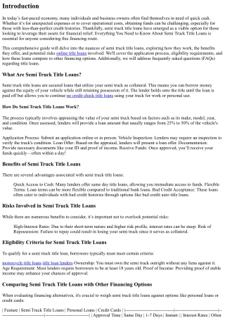 Everything You Need to Know About Semi Truck Title Loans