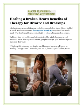Healing a Broken Heart_ Benefits of Therapy for Divorce and Breakups