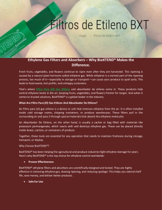 What Are Filtro Para (El) Gas Etileno And Absorbedor De Etileno