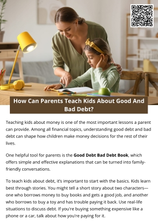 How Can Parents Teach Kids About Good And Bad Debt?