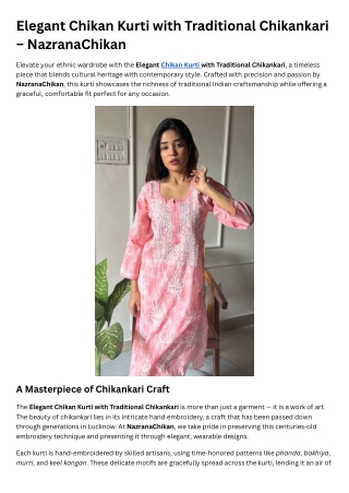 Elegant Chikan Kurti with Traditional Chikankari – NazranaChikan
