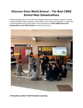 Discover Doon World School – The Best CBSE School Near Sahastradhara