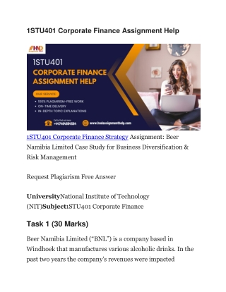 1STU401 Corporate Finance Assignment Help
