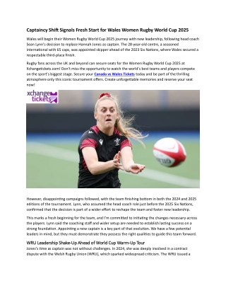 Captaincy Shift Signals Fresh Start for Wales Women Rugby World Cup 2025