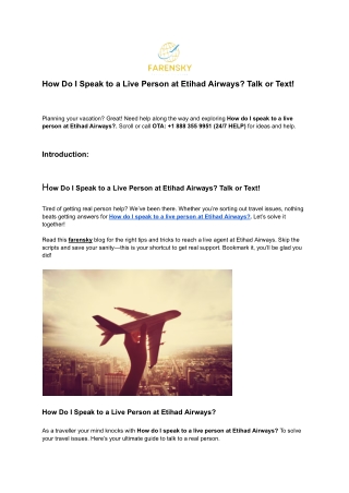 How Do I Speak to a Live Person at Etihad Airways? Talk or Text!