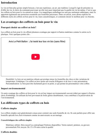 Découvrez les différents styles de coffrets en bois pour le vin