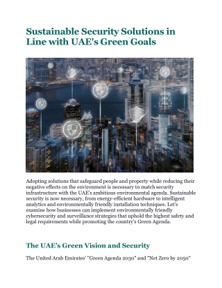 Sustainable Security Solutions in Line with UAE