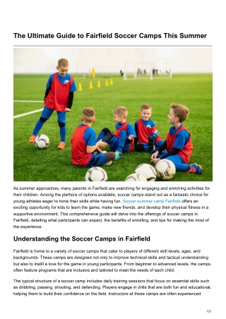 The Ultimate Guide to Fairfield Soccer Camps This Summer