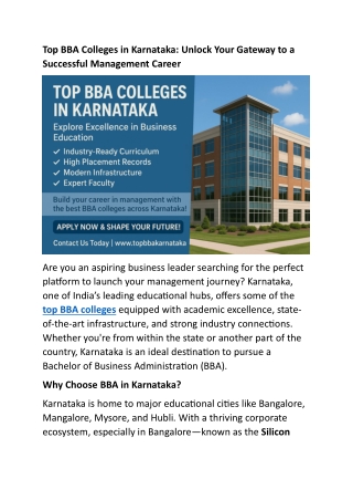 Top BBA Colleges in Karnataka
