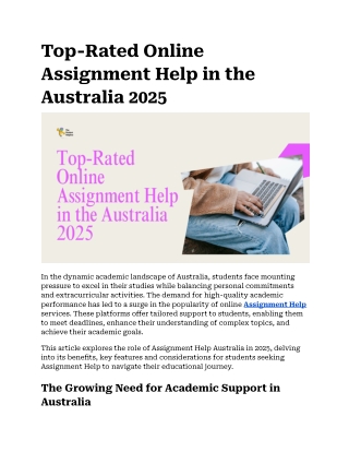 Top-Rated Online Assignment Help in the Australia 2025