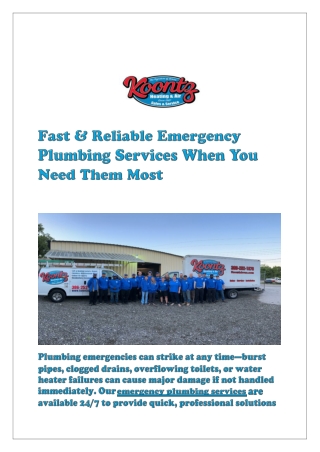 Fast & Reliable Emergency Plumbing Services When You Need Them Most