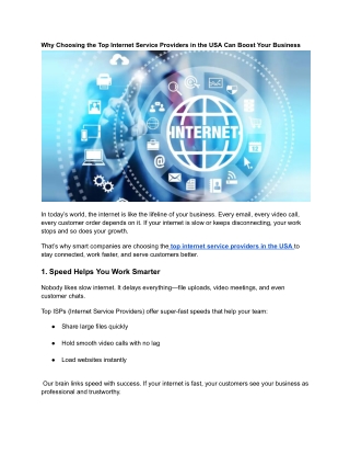 Why Choosing the Top Internet Service Providers in the USA Can Boost Your Business