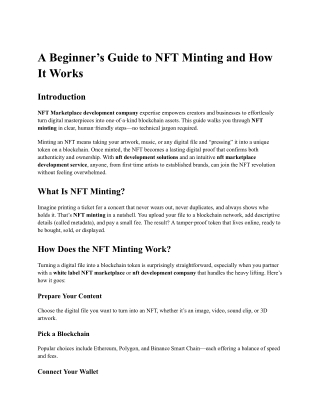 A Beginner’s Guide to NFT Minting and How It Works