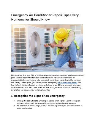 Emergency Air Conditioner Repair Tips | Affordable & Reliable AC Repair Services