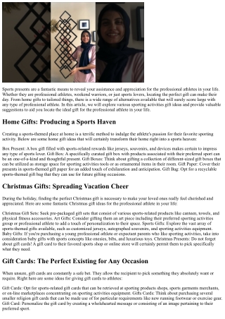 Sports Gifts: Rating Huge with the Athlete in Your Life