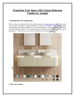Transform Your Space with Custom Bathroom Vanities by Austpek