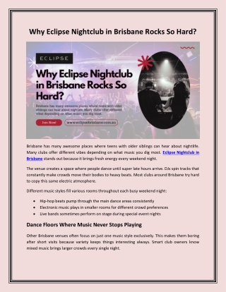 Why Eclipse Nightclub in Brisbane Rocks So Hard?