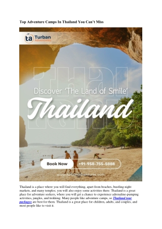 Top Adventure Camps In Thailand You Can - Turban Adventures