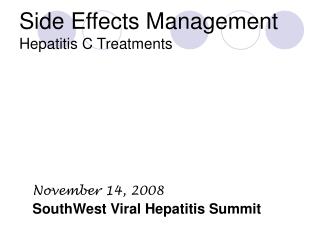 Side Effects Management Hepatitis C Treatments