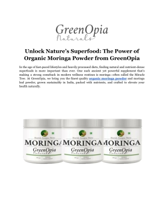 Unlock Nature’s Superfood_ The Power of Organic Moringa Powder from GreenOpia