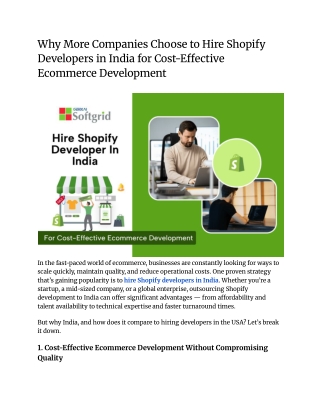 Why More Companies Choose to Hire Shopify Developers in India for Cost-Effective Ecommerce Development