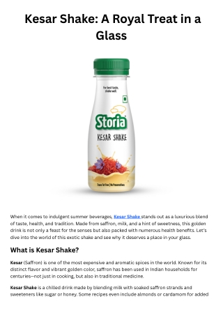 Kesar Shake A Royal Treat in a Glass