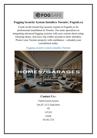 Fogging Security System Installers Toronto | Fogsafe.ca