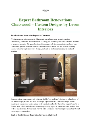 Expert Bathroom Renovations Chatswood