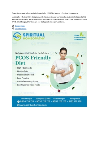 Expert Homeopathy Doctors in Nallagandla for PCOS Diet Support