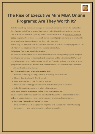 The Rise of Executive Mini MBA Online Programs