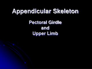 Appendicular Skeleton Pectoral Girdle and Upper Limb