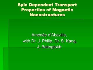 Spin Dependent Transport Properties of Magnetic Nanostructures