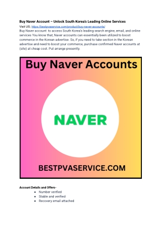 Top sites To Buy Naver Account 2025