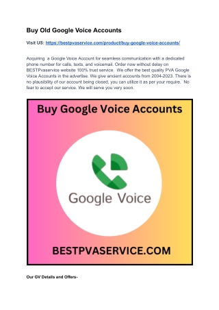 77 Top Sityes TO Buy Old Google Voice Accounts