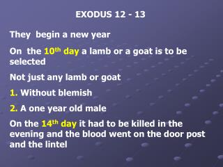 EXODUS 12 - 13