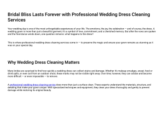Bridal Bliss Lasts Forever with Professional Wedding Dress Cleaning Services