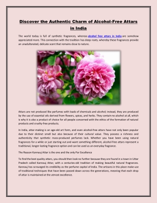 Discover the Authentic Charm of Alcohol Free Attars in India