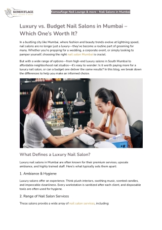 Luxury vs. Budget Nail Salons in Mumbai – Which One’s Worth It