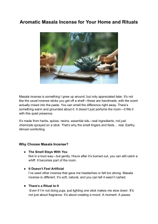 Aromatic Masala Incense for Your Home and Rituals