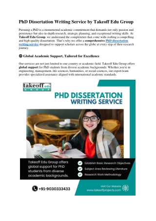 PhD dissertation writing service by Takeoff Edu Group