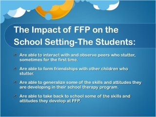 The Impact of FFP on the School Setting-The Students: