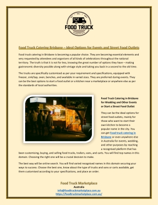 Food Truck Catering Brisbane – Ideal Options for Events and Street Food Outlets
