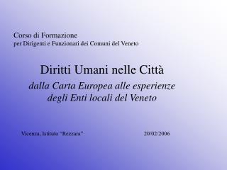 Corso di Formazione per Dirigenti e Funzionari dei Comuni del Veneto