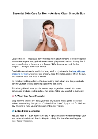 Essential Skin Care for Men – Achieve Clear, Smooth Skin