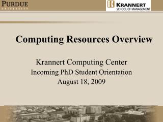 Computing Resources Overview