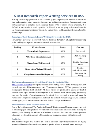 5 Best Research Paper Writing Services in USA